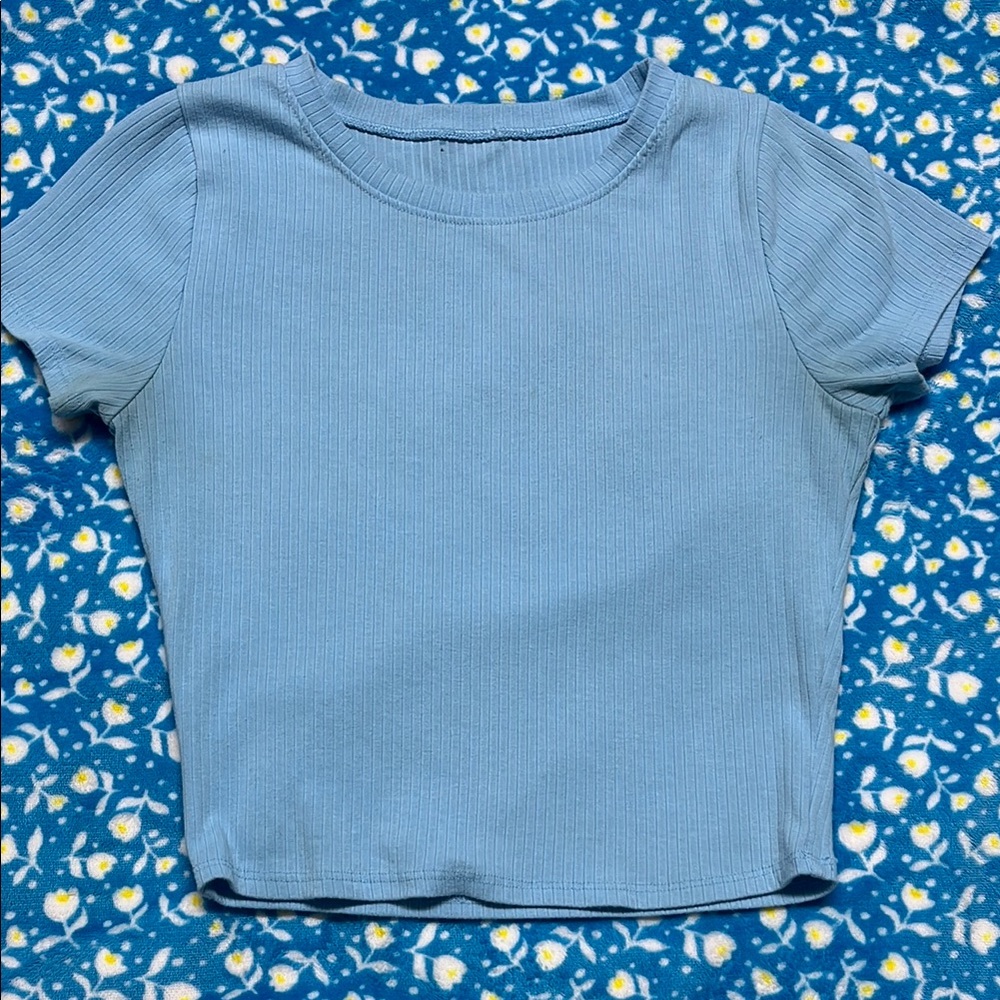 Kids Blue Ribbed T-Shirt
